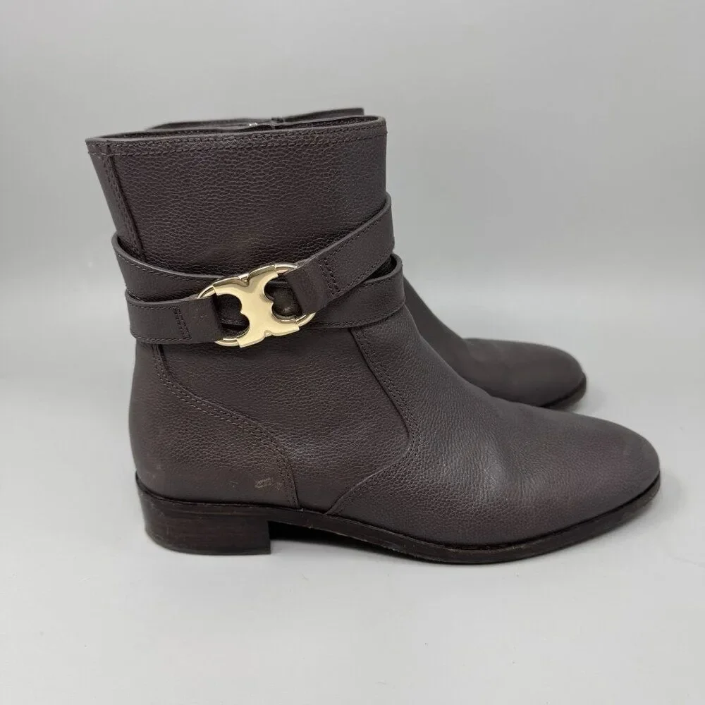 Tory Burch Brown Leather Gemini Link Women’s Ankle Boots Size 9M